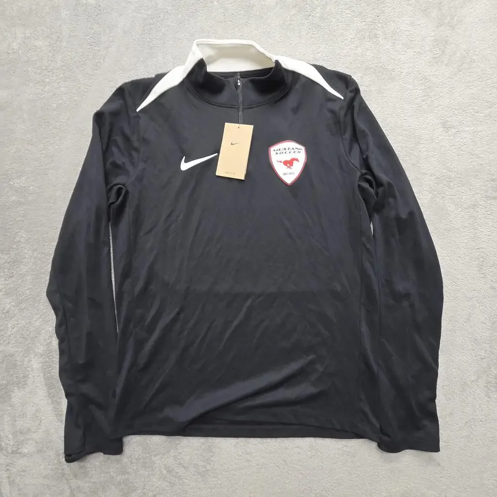 Nike Pullover Mens M Black 1/4 Zip Mock Neck Dri-FIT Mustang Soccer FD7667-010